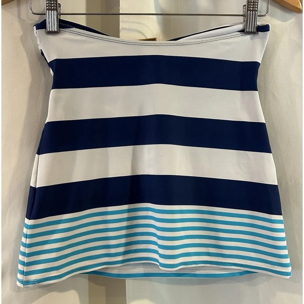 Lauren Ralph Lauren Women's Tankini Sz 4 Swim‎ Top Striped Blue White Strapless